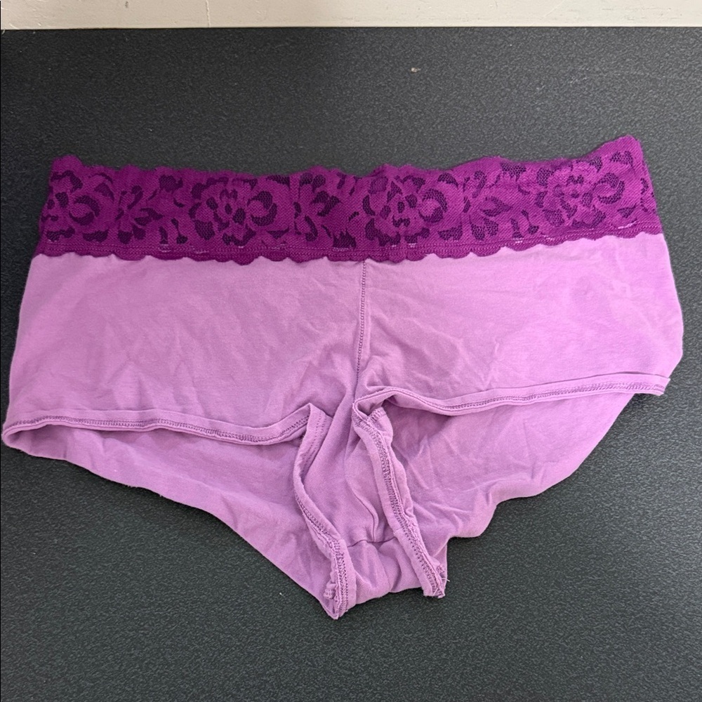 Adore Me Lavender and Plum Lace Boyshorts